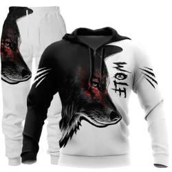 LEXAHO Herren 3D Wolf Jogginganzug Männer Hoodie Sets Männer Hoodies+Sweatpant Anzug Herren Pullover Sweatshirts und hose (wolf15,L) von LEXAHO