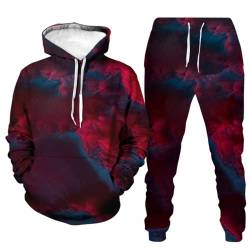 LEXAHO Herren Totenkopf Kapuzenpullover Zweiteiliges Set Herren Winter Skull Pattern Jogging Anzug Polyester Trainingsanzug Sportanzug Pullover+Hose (Hoodie 4,L) von LEXAHO