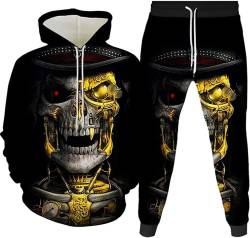 LEXAHO Totenkopf Herren Jogginganzug Hoodie und Hose Herren Trainingsanzug Jogginganzug Sportanzug (Totenkopf6,L) von LEXAHO