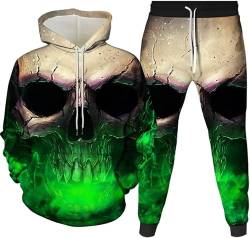 LEXAHO Totenkopf Herren Jogginganzug Hoodie und Hose Herren Trainingsanzug Jogginganzug Sportanzug (Totenkopf7,L) von LEXAHO