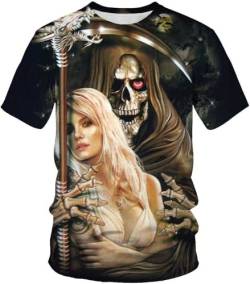 LEXAHO Totenkopf Herren T-Shirt 3D Schädel Männer Premium T-Shirt Herrenmode Lässig Rundhals Kurzarm S-6XL (Totenkopf4,6XL) von LEXAHO