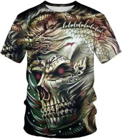 LEXAHO Totenkopf Herren T-Shirt 3D Schädel Männer Premium T-Shirt Herrenmode Lässig Rundhals Kurzarm S-6XL (Totenkopf5,4XL) von LEXAHO