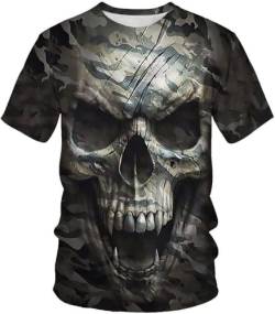 LEXAHO Totenkopf Herren T-Shirt 3D Schädel Männer Premium T-Shirt Herrenmode Lässig Rundhals Kurzarm S-6XL (Totenkopf6,4XL) von LEXAHO