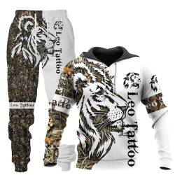 LEXAHO Unisex 3D Wolf Druck Hoodie Herren Jogginganzug Unisex Sweatshirts Hoody + Hose Sets S-6XL (Hoodie2,L) von LEXAHO