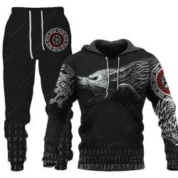 LEXAHO Unisex 3D Wolf Druck Hoodie Herren Jogginganzug Unisex Sweatshirts Hoody + Hose Sets S-6XL (Hoodie3,4XL) von LEXAHO