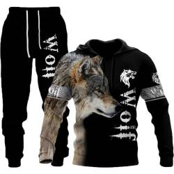 LEXAHO Unisex 3D Wolf Druck Hoodie Herren Jogginganzug Unisex Sweatshirts Hoody + Hose Sets S-6XL (Hoodie7,5XL) von LEXAHO