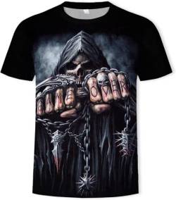 Totenkopf Herren T-Shirt 3D Schädel Männer Premium T-Shirt Herrenmode Lässig Rundhals Kurzarm S-6XL (Totenkopf1,3XL) von LEXAHO