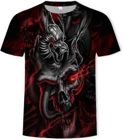 Totenkopf Herren T-Shirt 3D Schädel Männer Premium T-Shirt Herrenmode Lässig Rundhals Kurzarm S-6XL (Totenkopf3,3XL) von LEXAHO