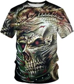 Totenkopf Herren T-Shirt 3D Schädel Männer Premium T-Shirt Herrenmode Lässig Rundhals Kurzarm S-6XL (Totenkopf5,S) von LEXAHO