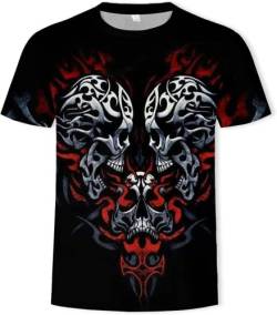 Totenkopf Herren T-Shirt 3D Schädel Männer Premium T-Shirt Herrenmode Lässig Rundhals Kurzarm S-6XL (Totenkopf7,L) von LEXAHO