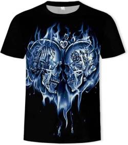 Totenkopf Herren T-Shirt 3D Schädel Männer Premium T-Shirt Herrenmode Lässig Rundhals Kurzarm S-6XL (Totenkopf8,L) von LEXAHO