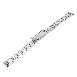 LEYT Metall-Uhrenarmband, Silberfarbenes, Sicheres, Längenverstellbares Edelstahl-Armband mit Doppelknopf für Damen (12mm) von LEYT