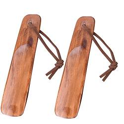 LEZED Schuhlöffel Kurz aus Holz Schuhanzieher mit Griff Seil Schuhhilfe Set Hilfe zum Schuhe Anziehen Holz Shoe Horn Bequemer Schuhheber Schuhen & Stiefel Schnell und Schonend für Mann Frauen 2 Stück von LEZED