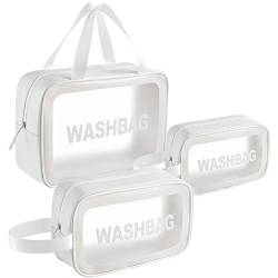 LEcylankEr Kosmetiktasche Transparent 3 Stück Make-up Tasche Wasserdicht Transparent kulturbeutel Reise Set (Weiß) von LEcylankEr