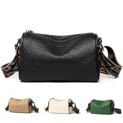 LEcylankEr Umhängetasche Damen aus Echtes Leder Kleine Crossbody Bag mit Breiter Gurt für Damen Modische Leder Damen-Umhängetaschen Geschenke für Frauen (C-Schwarz) von LEcylankEr