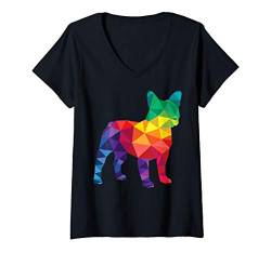Damen French Bulldog Gay Pride LGBT LGBTQ Rainbow Flag Dog Lovers T-Shirt mit V-Ausschnitt von LGBT Rainbow Co