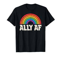 LGBTQ Ally AF Lesbian Gay Pride LGBT Rainbow Retro Vintage T-Shirt von LGBT Rainbow Co