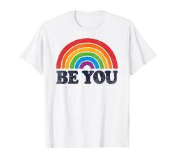 LGBTQ Be You Gay Pride LGBT Ally Rainbow Flag Retro Vintage T-Shirt von LGBT Rainbow Co