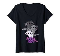 Asexual Pride Flagge Aroace Aromantic Kawaii Axolotl Pole LGBT T-Shirt mit V-Ausschnitt von LGBTQ Pride Month Gender Equality Support Gifts