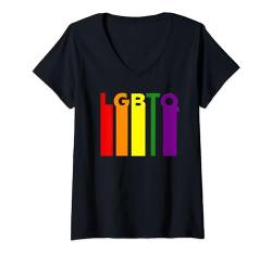 Damen LGBTQ Gay Pride Regenbogen T-Shirt mit V-Ausschnitt von LGBTQ