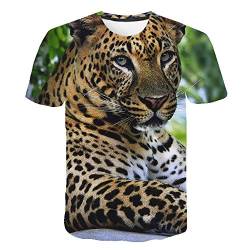 Unisex T-Shirt 3D Digitaldruck T-Shirt Rundhalsausschnitt Herren Kurzarm T-Shirt Bequemes Top Sports Shirt Lovers Shirt Tierischer Gepard,XXXL von LGLZKA