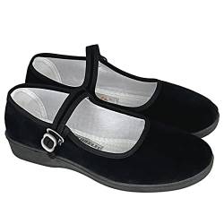 LGYKUMEG Ballerinas Damen Schwarz,Damen Trachtenschuhe,Samtschuhe Damen Mit Absatz,Die Sommerschuhe, Angenehm Und Luftdurchlässig,Schwarz,Schwarz,EU38 von LGYKUMEG