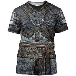 Viking Armor 3D Bedrucktes Herren T Shirt Harajuku Summer Short Sleeve Shirt,A,XXL von LH&BD