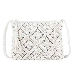 LHHMZ Damen Handgemachte Strand Crossbody Handtasche aus Stroh Sommer Strand Umhängetaschen Kleine aus Stroh von LHHMZ