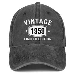65. Geburtstag Geschenke für Männer Frauen Hüte 65 Vintage 1958 bestickte Baseballkappe, schwarz 2, Einheitsgröße von LHSCVUFASC
