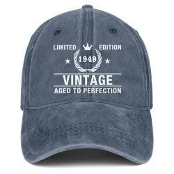 75. Geburtstag Geschenke für Männer Frauen Hüte 75 Vintage bestickte Baseballkappe, Blau 1, Einheitsgröße von LHSCVUFASC