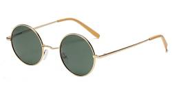 LHSDMOAT Polarisierte Runde Sonnenbrille Herren Damen, Retro UV400 style Lennon Sonnenbrille, Vintage Angeln Golf Fahren Stilvoll Hippe Sonnenbrille,Gold/Grün von LHSDMOAT