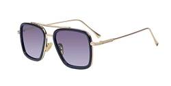 LHSDMOAT Sonnenbrille für Herren und Damen, Retro Metallrahmen Iron Man Edith Sonnenbrille Vintage Tony Stark Nerd Brille Square Eyewear von LHSDMOAT