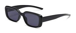 LHSDMOAT Vintage rechteckige Y3K Sonnenbrille für Damen, modische Katzenauge Sonnenbrille, Hippie-Sonnenbrille zum Wandern, Foto, Reisen, Fahren,Schwarz/Grau von LHSDMOAT