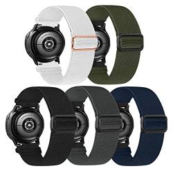 20 mm Sport Solo Loop Strap kompatibel mit Samsung Galaxy Watch 3 41 mm/Galaxy Watch 42 mm/Active 40 mm/Active 2 40/44 mm/Gear S2 Verstellbares Stretch geflochtenes Gummiband (6 Stück) von LHXYUO
