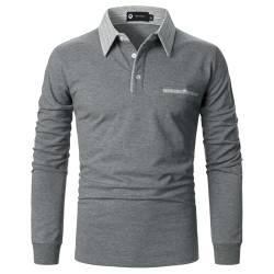 LIAMERHE Herren Poloshirt Baumwolle Langarm Polo Shirt Basic Polohemd Tennis Basic Golf T Shirts Casual Tops für Männer Grau XL von LIAMERHE