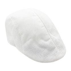 LIANGFANG Herren Schirmmütze Schiebermütze Baskenmütze Gatsby Newsboy Flatcap Damen Barett Cap für Herbst und Winter, AAC01, Weiß, Einheitsgröße von LIANGFANG