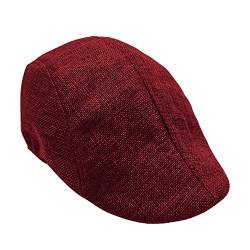 LIANGFANG Herren Schirmmütze Schiebermütze Baskenmütze Gatsby Newsboy Flatcap Damen Barett Cap für Herbst und Winter, Weinrot, Einheitsgröße, AAC01 von LIANGFANG