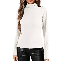 Basic Rollkragenshirt Damen Mit Kragen Eng Oberteil Einfarbige Lange Ärmel Rollkragen Langarm Shirt Modisch Tee Top Mode Rollkragenpullover Wandern Leicht Funktionsunterwäsche Oberteil von LIANGTUOHAI