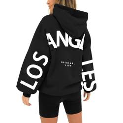 Kapuzenpullover Damen Oversize Kapuzenpulli Mit Schrift Kapuzenshirt Winter Sreetwear Schwarz Sweatshirt Oversize Bluse Mit Schrift Mantel Kapuzenpullover Outdoor Kapuzenpullover Damen Schwarz von LIANGTUOHAI