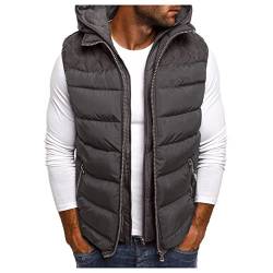 LIANGTUOHAI Steppweste Herren Leicht, Warm Dünne Daunenweste Einfarbig Ohne Ärmel Gesteppt Weste Mit Kapuze Warme Ärmellos Softshellweste Jacke Frühling Outdoor Reitweste Daunenmantel Steppmantel von LIANGTUOHAI