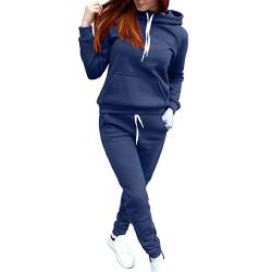 LIANGTUOHAI Trainingsanzug Damen Set, Damen Jogginganzug Set mit Kapuze und Taschen Hoodie Jogginghose Outdoor Einfarbig Kapuzenpullover Kordelzug Zweiteiler Slim Herbst Winter Warm Sportanzug von LIANGTUOHAI