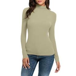 Rollkragenpullover Damen Rollkragenshirt Langarmshirt Damen Eng Thermo Unterziehshirt Oberteil Slim Fit Basic Tops Stehkragen Turtleneck Pullover Rollkragen-Shirt Elegante Oberteile Schwarz Winter von LIANGTUOHAI