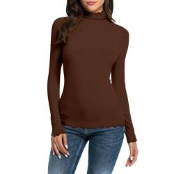 Rollkragenpullover Damen Rollkragenshirt Langarmshirt Damen Eng Thermo Unterziehshirt Oberteil Slim Fit Basic Tops Stehkragen Turtleneck Pullover Rollkragen-Shirt Elegante Oberteile Schwarz Winter von LIANGTUOHAI