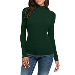 Rollkragenpullover Damen Rollkragenshirt Langarmshirt Damen Eng Thermo Unterziehshirt Oberteil Slim Fit Basic Tops Stehkragen Turtleneck Pullover Rollkragen-Shirt Elegante Oberteile Schwarz Winter von LIANGTUOHAI