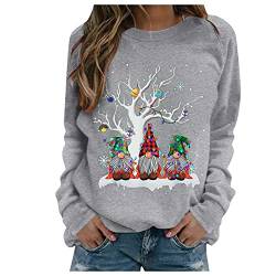 Weihnachtspullover Damen Merry Christmas Sweatshirt Lustig Rudolph Rentier Druck Elegant Weihnachten Weihnachts Xmas Pullover Weihnachtspulli Teenager Mädchen Rundhals Langarm Sweat Oberteile von LIANGTUOHAI