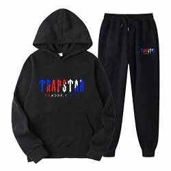 LIAOPUFUS Trapstar Anzug Herren Sport Jogging Print 2-teilige Kapuzen Sweatshirts und Hosen Herbst Winter (M, A-Schwarz) von LIAOPUFUS