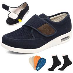 Diabetiker Schuhe Herren damen Extra Weit Klettverschluss Senioren Schuhe Für Geschwollene Füße Breite Füße Orthopädische Schuhe Herren Gesundheitsschuhe Diabetiker Hausschuhe,Blue 1,45EU von LIBINGRUITIAO