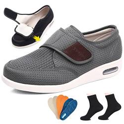 Diabetiker Schuhe Herren damen Extra Weit Klettverschluss Senioren Schuhe Für Geschwollene Füße Breite Füße Orthopädische Schuhe Herren Gesundheitsschuhe Diabetiker Hausschuhe,Gray 1,40.5EU von LIBINGRUITIAO