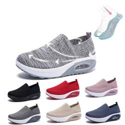 Orthopädische Schuhe Damen Sneaker, 2024 Neu Air Cushion Mesh Slip on Diabetiker Schuhe Extra Weit Wanderschuhe, Leicht, Atmungsaktiv Und Bequem Turnschuhe Sportschuhe Für Damen,Light gray,40EU von LIBINGRUITIAO