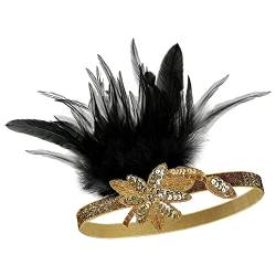 LICHENGTAI 1920s Stirnband Damen Flapper Feder Haarband Vintage 20er Jahre Haarreif Mode Bling Strass Haarschmuck für Frauen Mädchen Gatsby Themen Party Dekoration von LICHENGTAI